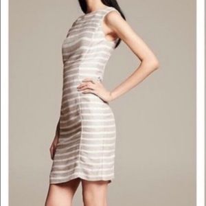 Banana Republic linen beige striped dress size 2